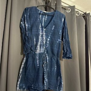 Love Stitch tie dye navy shorts Romper Medium